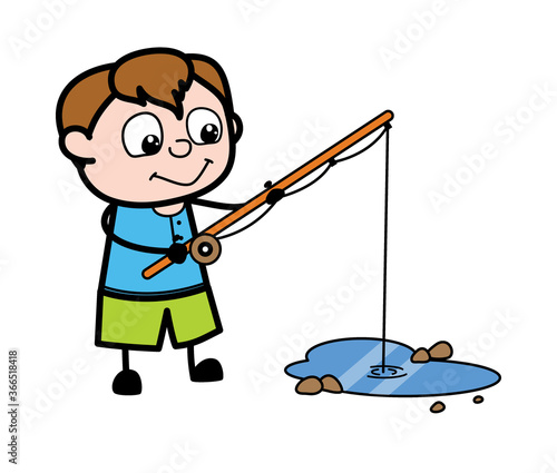 Cartoon Teen Boy Fishing