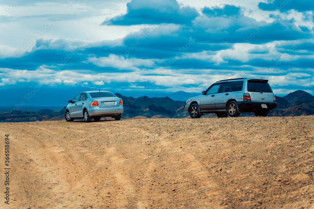 Cars on top of the Grand Canyon. 
