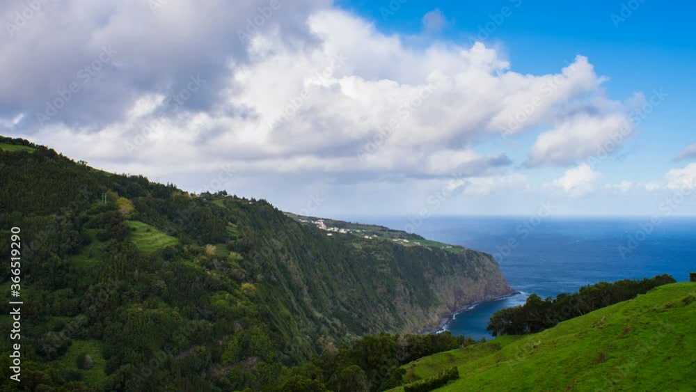 Sunny Cloudy Day over Azores Island