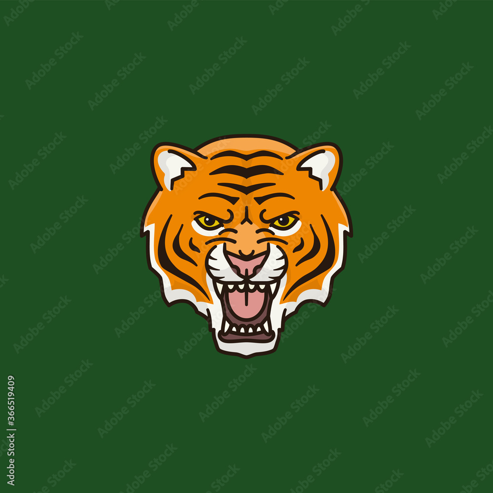 Roaring tiger face vector illustration for International Tiger Day on July 29. Roaring tiger face vector illustration for International Tiger Day on July 29.