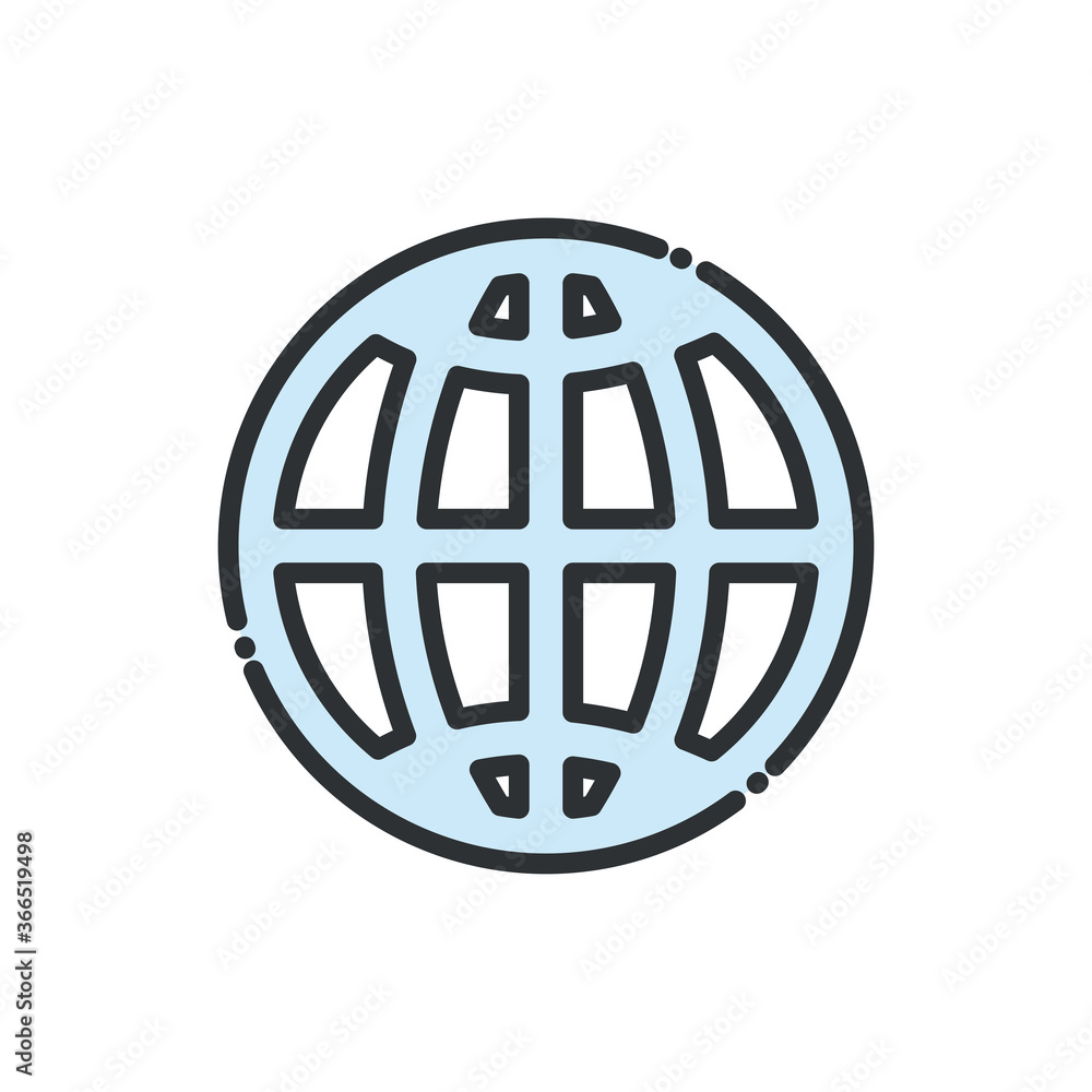 Global sphere line and fill style icon vector design Global sphere line and fill style icon vector design