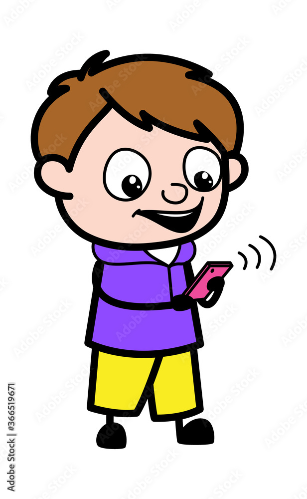 Cartoon Boy Watching Smartphone