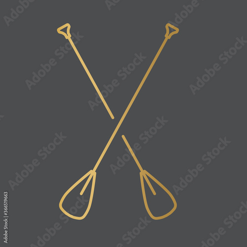 golden SUP paddle board oars icon- vector illustration