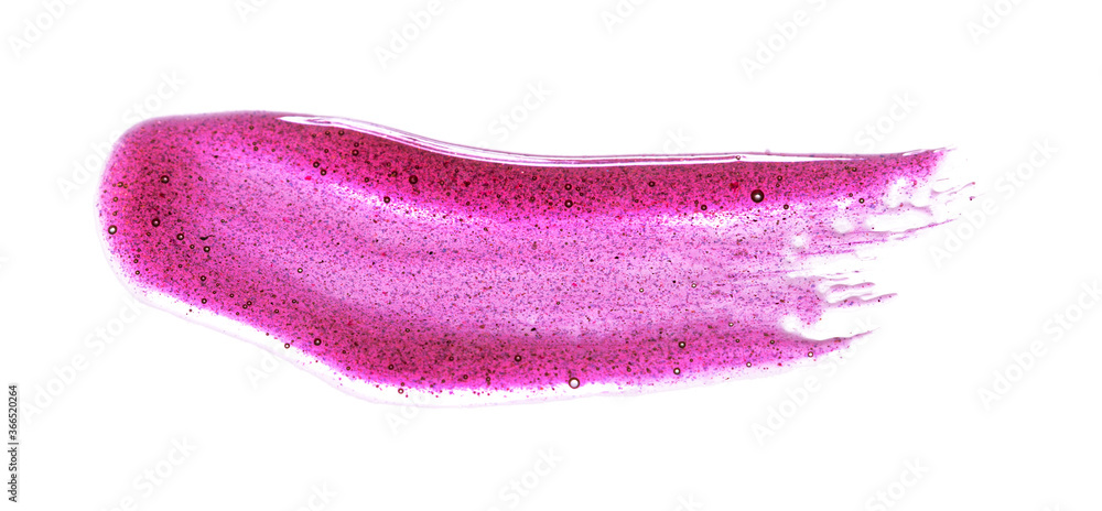 Pink lip gloss swatch isolated on white