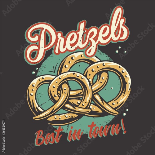 T-shirt colored print with bavarian beer pretzels
