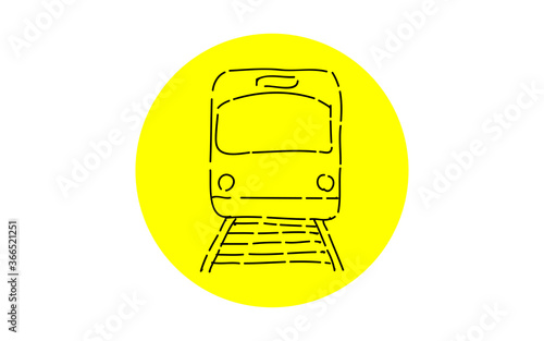 アナログ手書き風のゆるいタッチのアイコン：電車