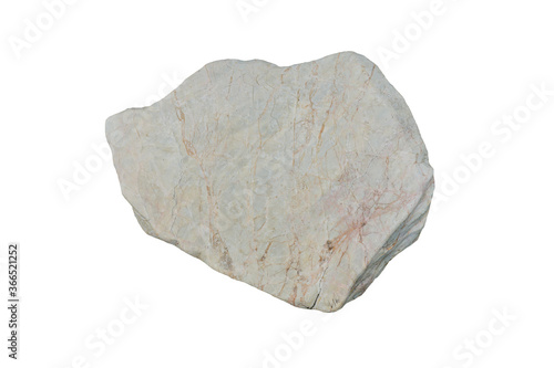A metamorphic marble rock isolated on a white background.