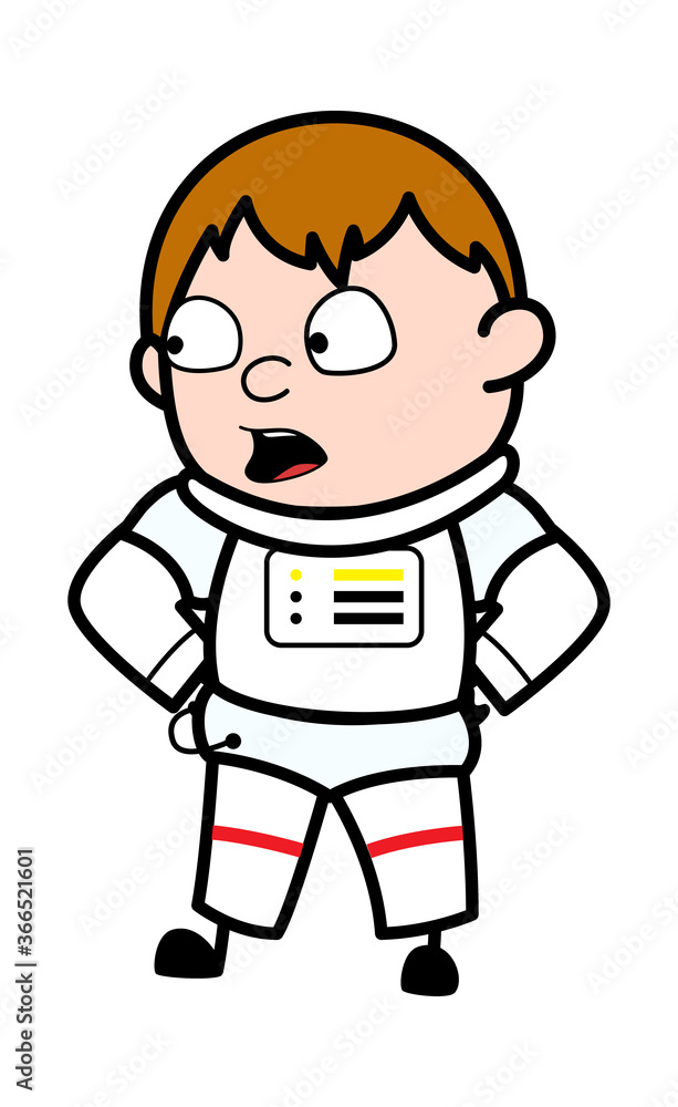 Talking Astronaut with Hands on Waist Cartoon