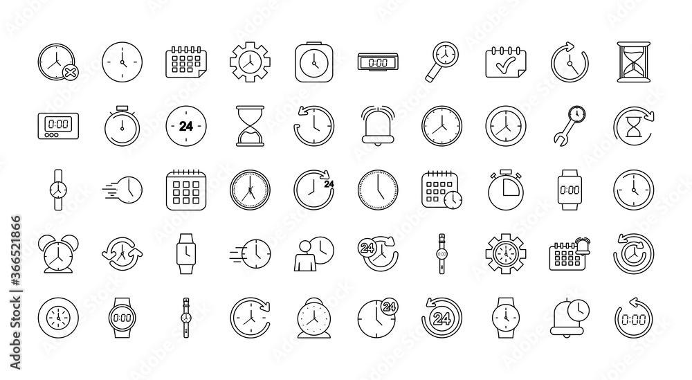 icon set of time concept, line style icon set of time concept, line style