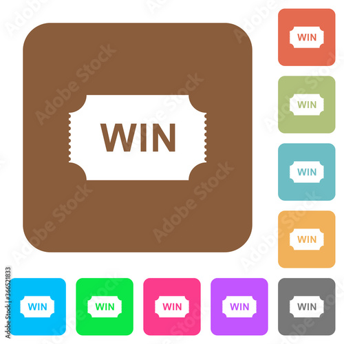 Winner ticket rounded square flat icons