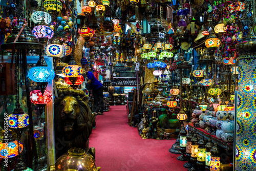 Obraz na płótnie A bazaar or souq, is a permanently enclosed marketplace or street where goods and services are exchanged or sold. Arabian Peninsula Traditional Omani souk, bazaar in Muscat, capital of O w salonie