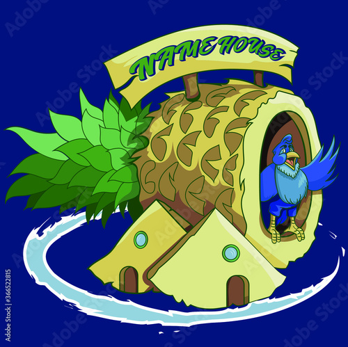 pineapple and bird