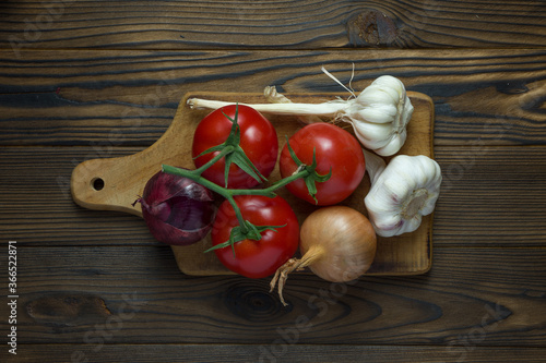 fresh vegetables on a wooden board