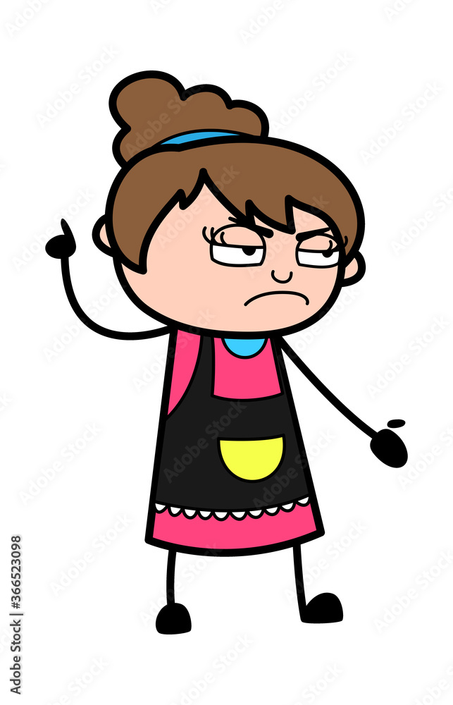 Angry Beautician Cartoon with one hand raised Angry Beautician Cartoon with one hand raised