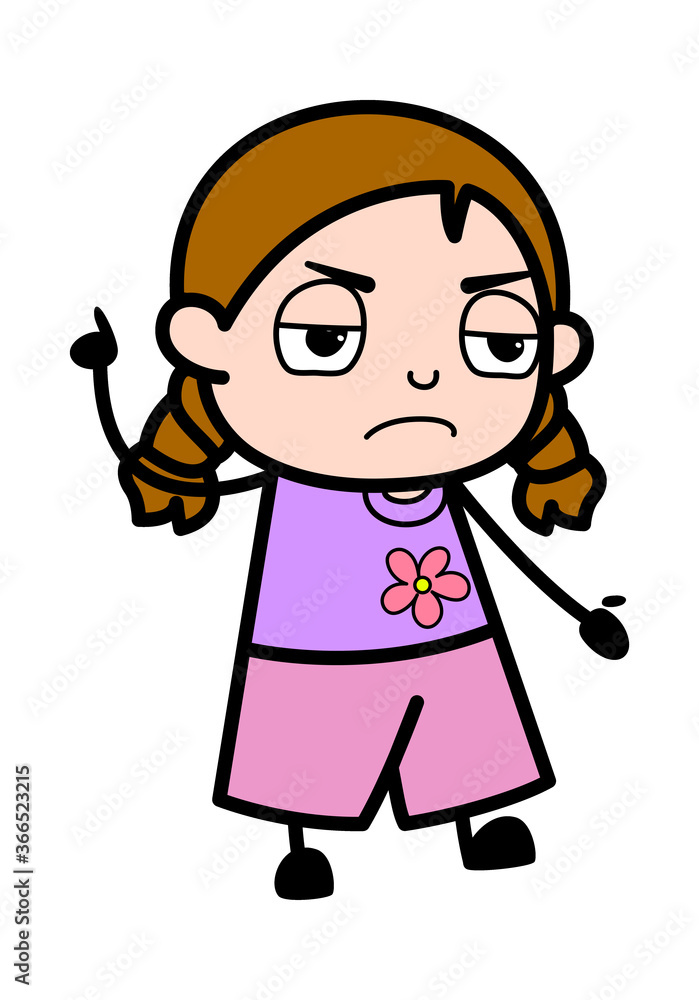 Angry Girl Cartoon with one hand raised Angry Girl Cartoon with one hand raised