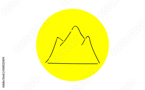 アナログ手書き風のゆるいタッチのアイコン：山