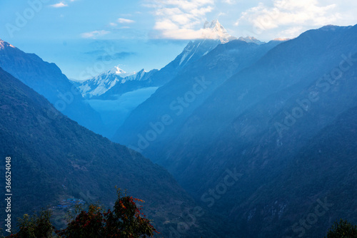Panorama of Moditse peak, also called Annapurna South - view from Annapurna Base Camp in Nepal Himalaya