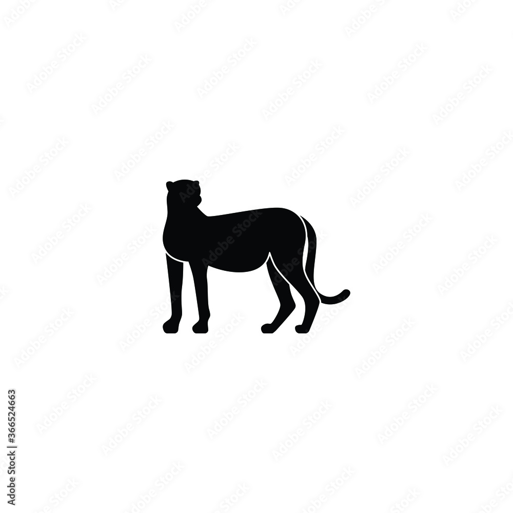Simple leopard icon or logo on white background, danger wild animal concept.