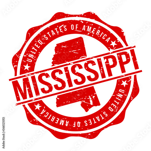 Mississippi America Original Stamp Design Vector Art Tourism Souvenir Round. photo