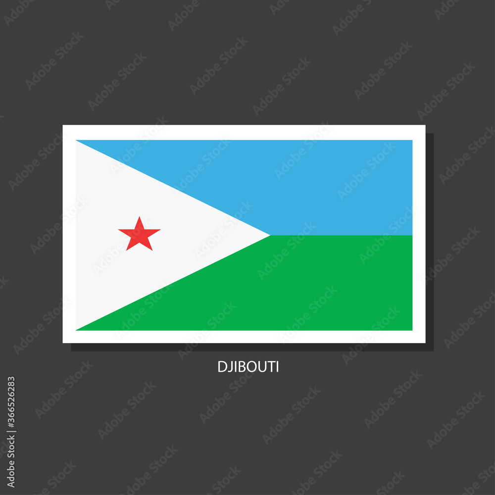 Djibouti flag Vector Square Icon Djibouti flag Vector Square Icon