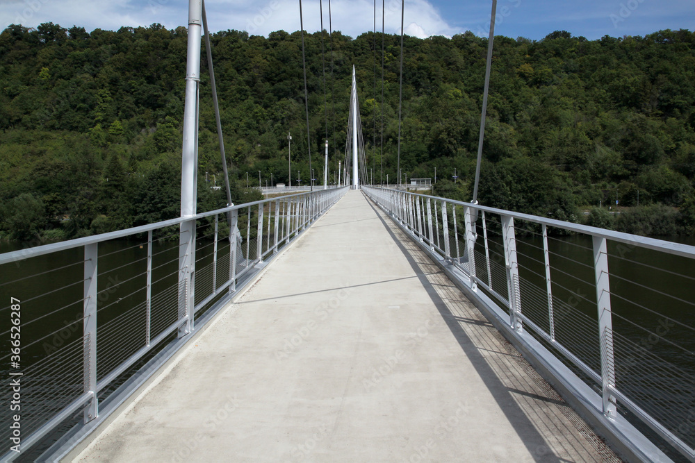 Obraz premium Suspended Pedestrian Bridge over the Nekar River