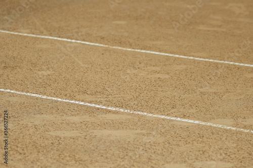 Sand tennis court. Tennis t-line