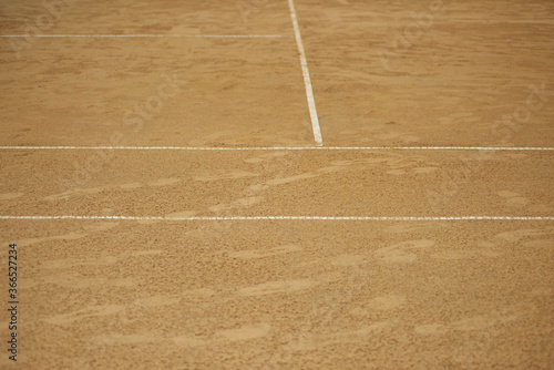 Sand tennis court. Tennis t-line © vitleo