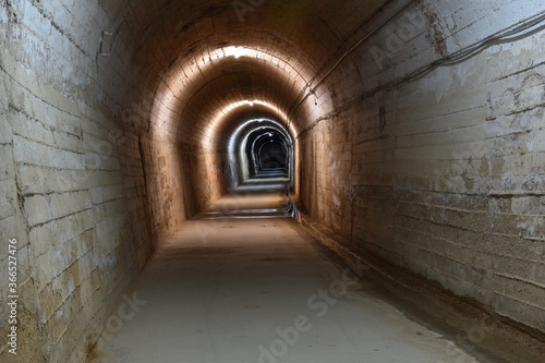 Lighted tunnel and old Arnedillo railway track.
