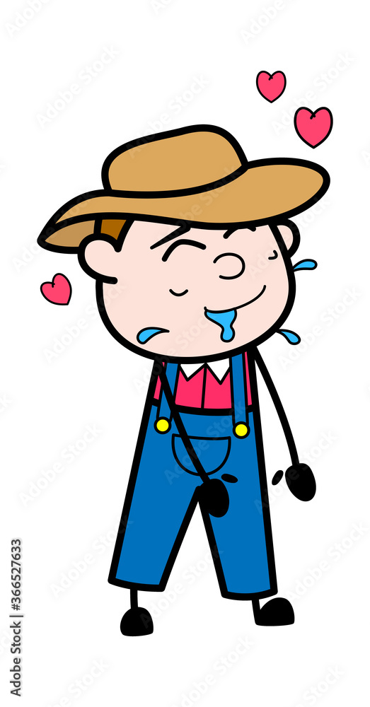 Farmer Cartoon Drooling in Love Farmer Cartoon Drooling in Love