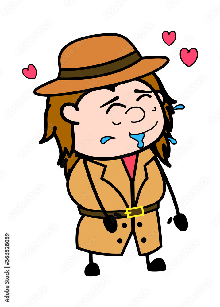 Investigator Cartoon Drooling in Love