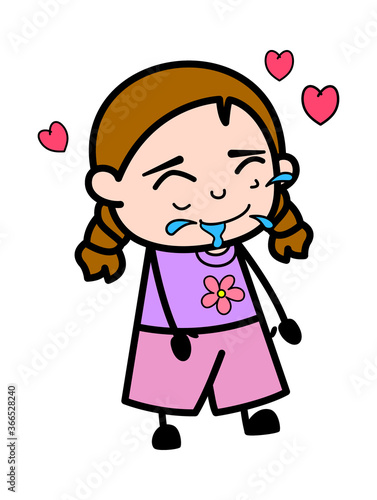 Girl Cartoon Drooling in Love