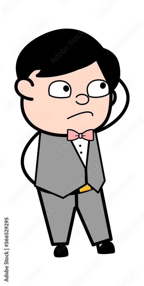 Cartoon Groom thinking in Confusion