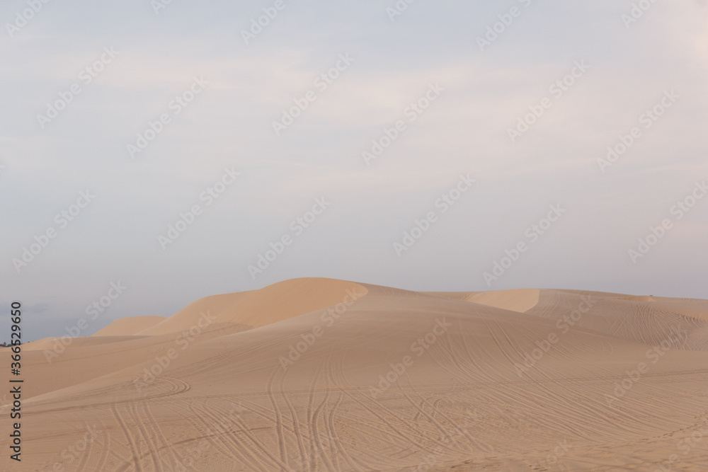 Beautiful sand dunes in Vietnam Mui Ne after sunset