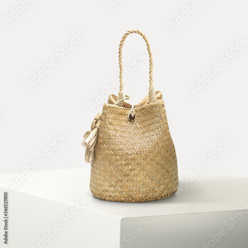 Straw bag box disign isolate is on a white background photo