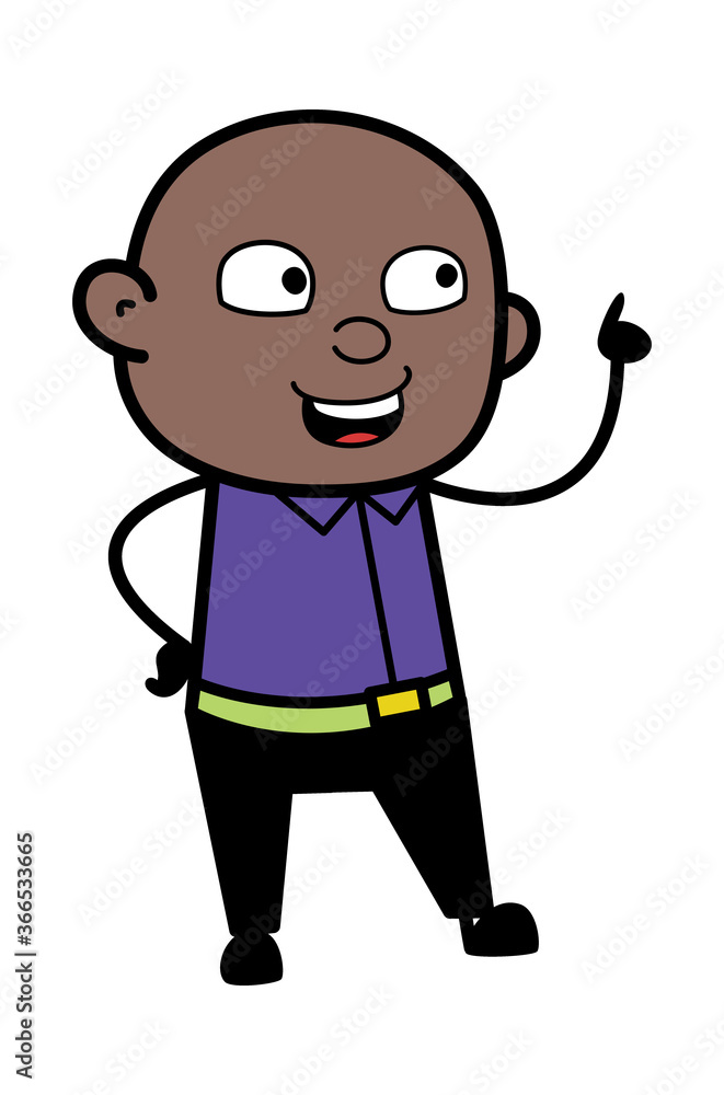 Cartoon Bald Black Man Talking Happy Cartoon Bald Black Man Talking Happy