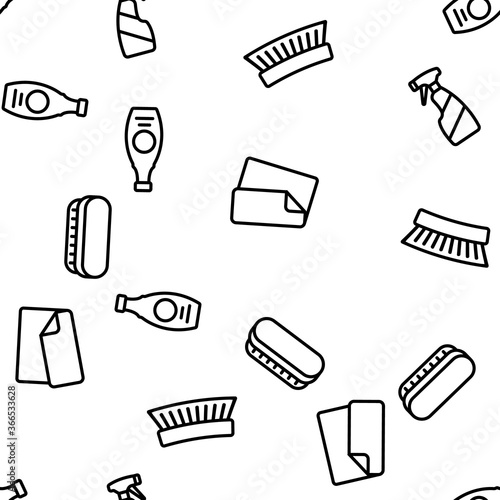 Shoe Shine Service Vector Seamless Pattern Thin Line Illustration