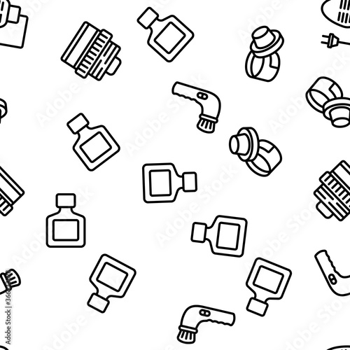 Shoe Shine Service Vector Seamless Pattern Thin Line Illustration