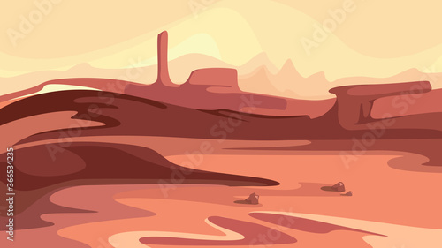 Martian landscape with mountains. Beautiful space scenery.