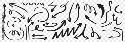 Set of hand drawn black arrows
