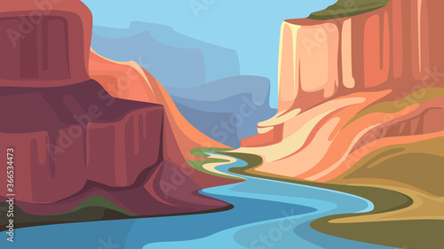 Big canyon with river. Beautiful nature scenery.