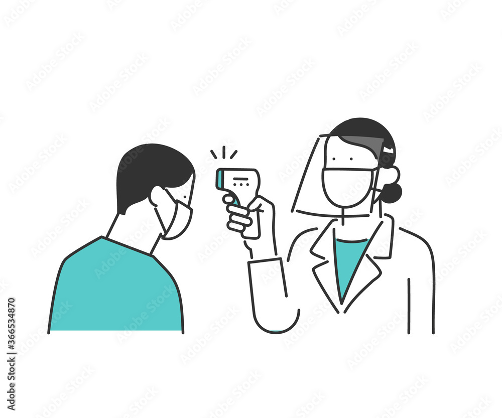 非接触体温計で検温を実施するイラスト素材 Vector De Stock Adobe Stock 非接触体温計で検温を実施するイラスト素材 Vector De Stock Adobe Stock