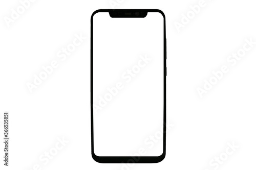 Mockup smartphone empty screen front view on the white background. For app and website presentation