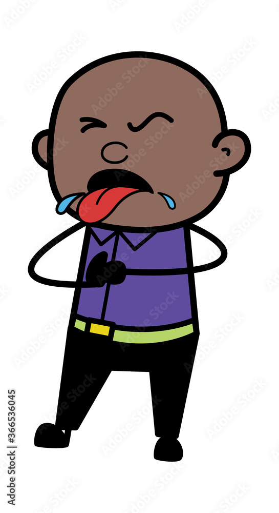 Cartoon Bald Black Man Choking Cartoon Bald Black Man Choking