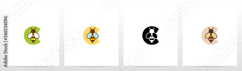 Bee On Letter Logo Design C