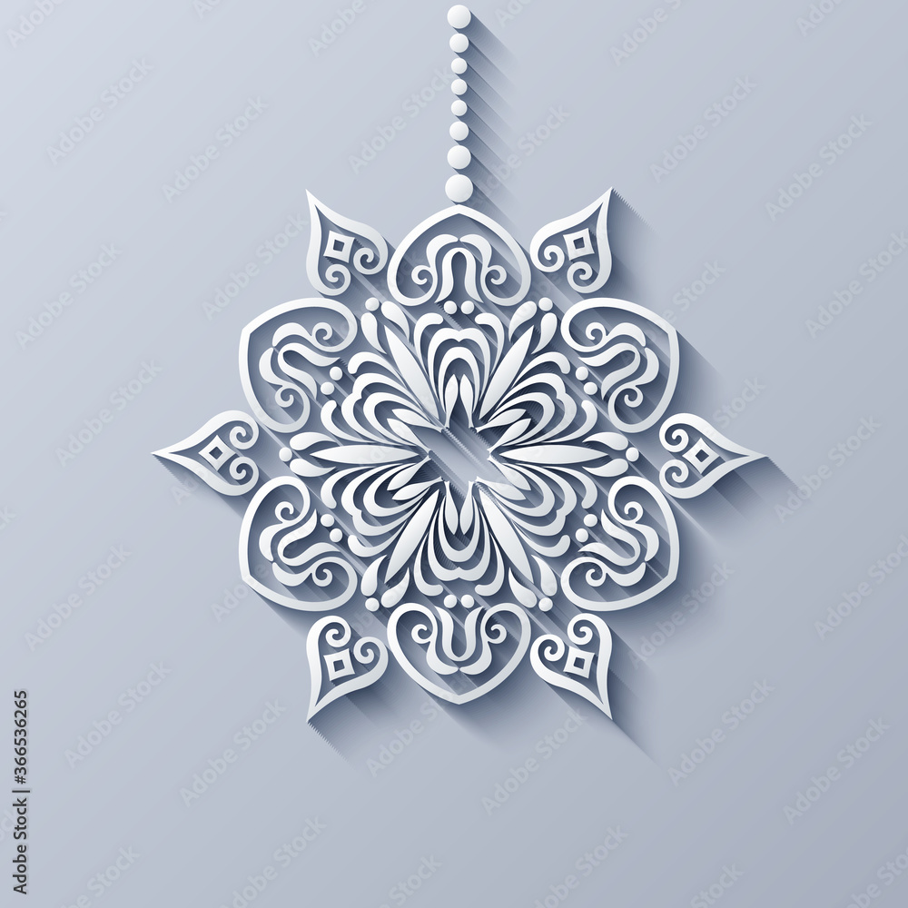 Modern vector decorative ornamental snowflake.