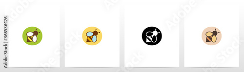 Bee On Letter Logo Design O