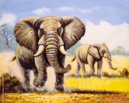 Oil Painting - Wild Elephant © CYC