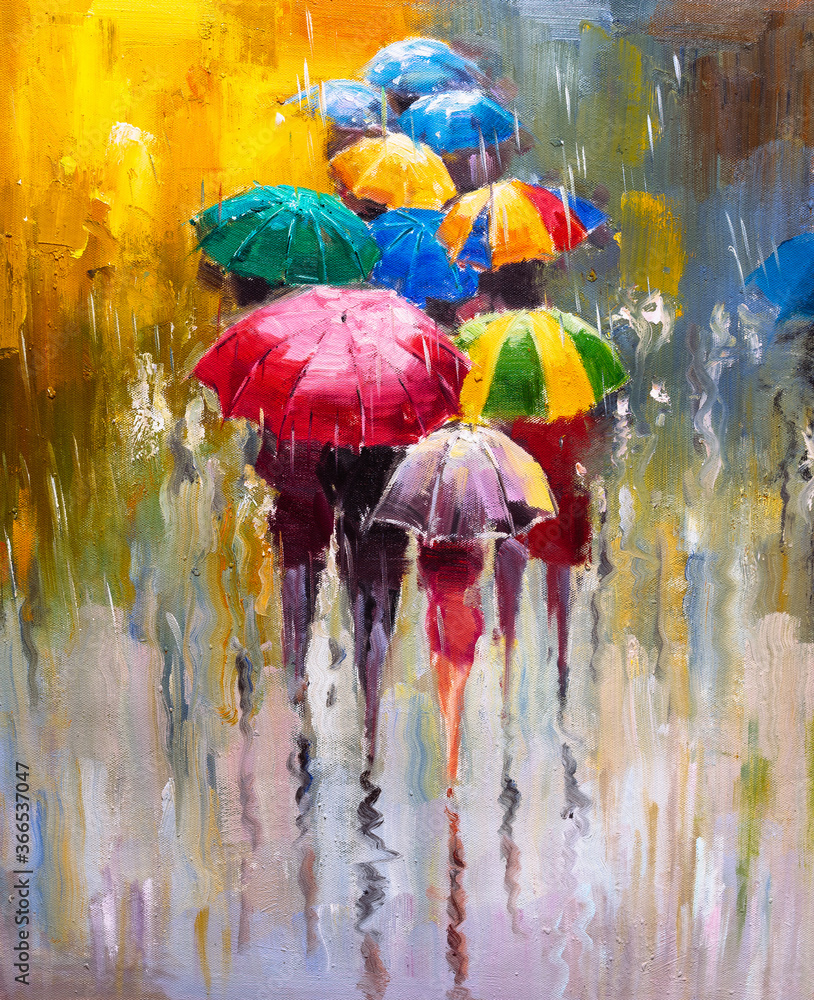 Oil Painting - Rainy Day - obrazy, fototapety, plakaty 