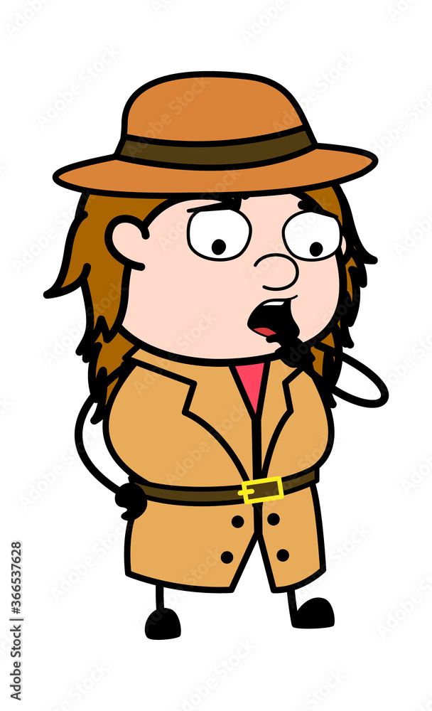 Worried Cartoon Investigator Thinking Worried Cartoon Investigator Thinking