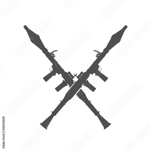 Crossed RPG Rocket Launcher Vector Illustration Silhouette Icon